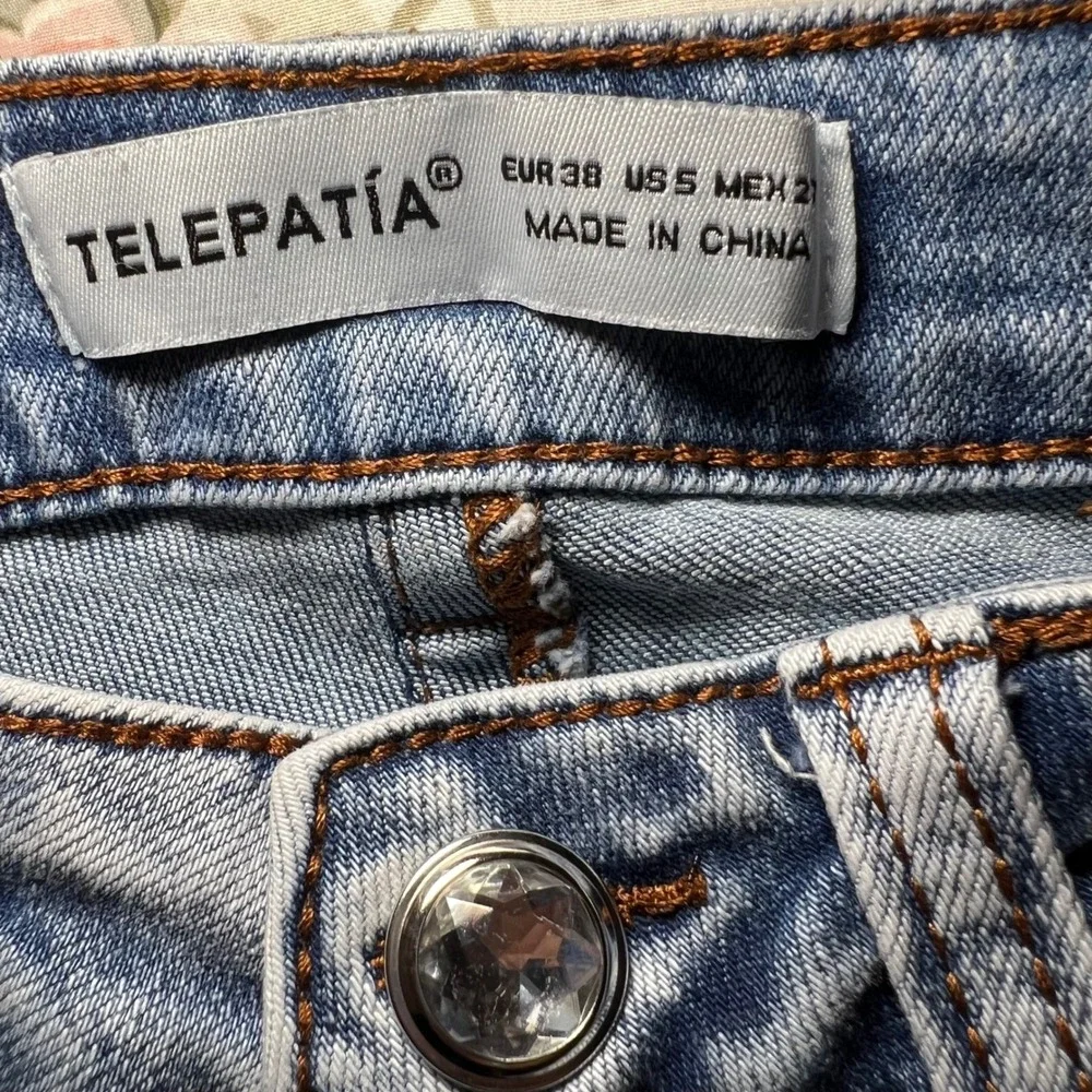Telepatia Womens Y2K Low Rise Bootcut jeans Ed‎ Hardy Style Embroidery Sz 5/27